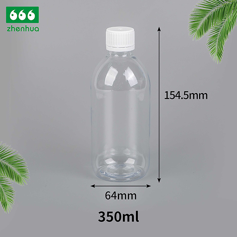 150ml/200ml/350ml 圆形白色/透明 PET 药用漱口水瓶果汁饮料瓶带防盗盖