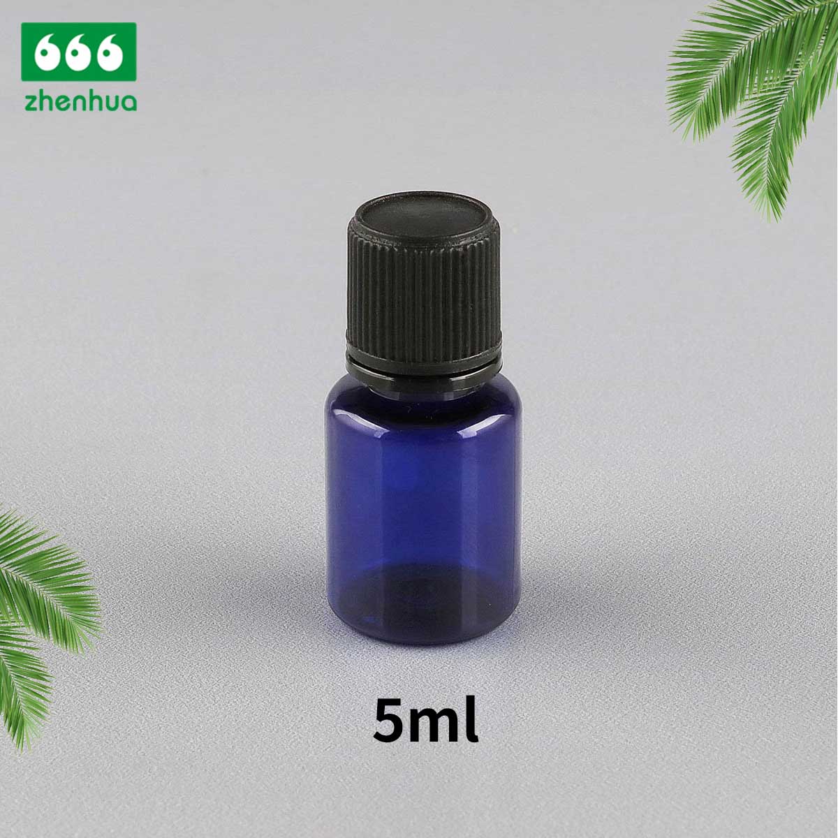 5ml 扁平深蓝色塑料 PET 样品试剂瓶，带喷雾喷嘴