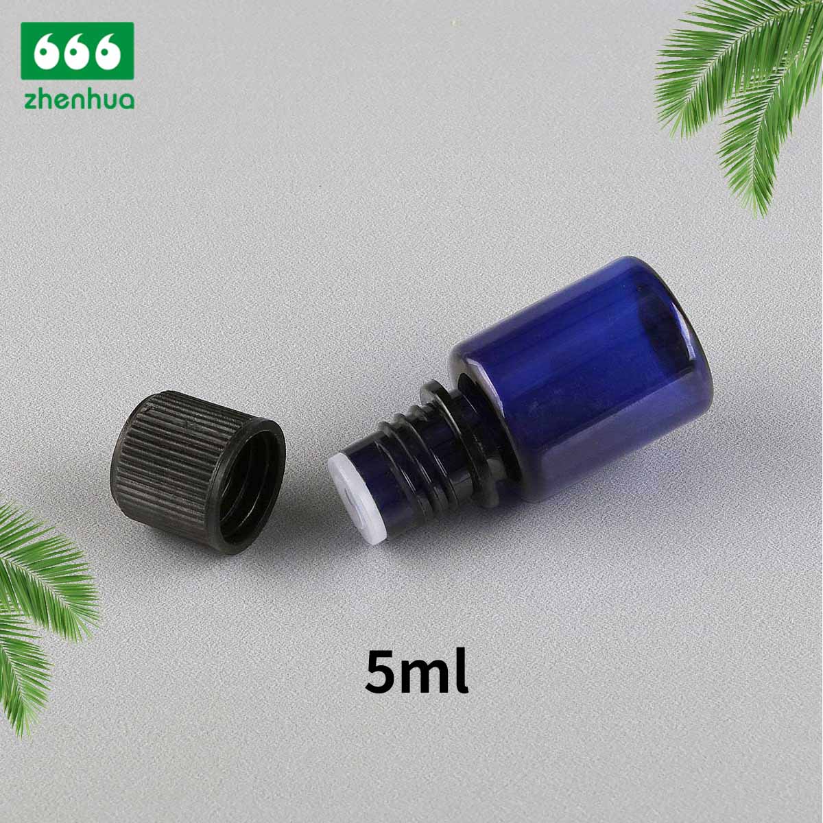 5ML 再生深蓝色 PET 塑料圆筒瓶，带黑色 PE 旋盖